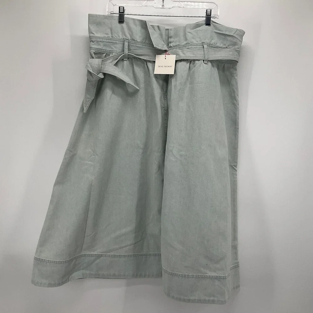 Rachel Antonoff Denim Maxi Skirt Sz 8 Foldover Tie Waist Y2K Pockets Cottagecore